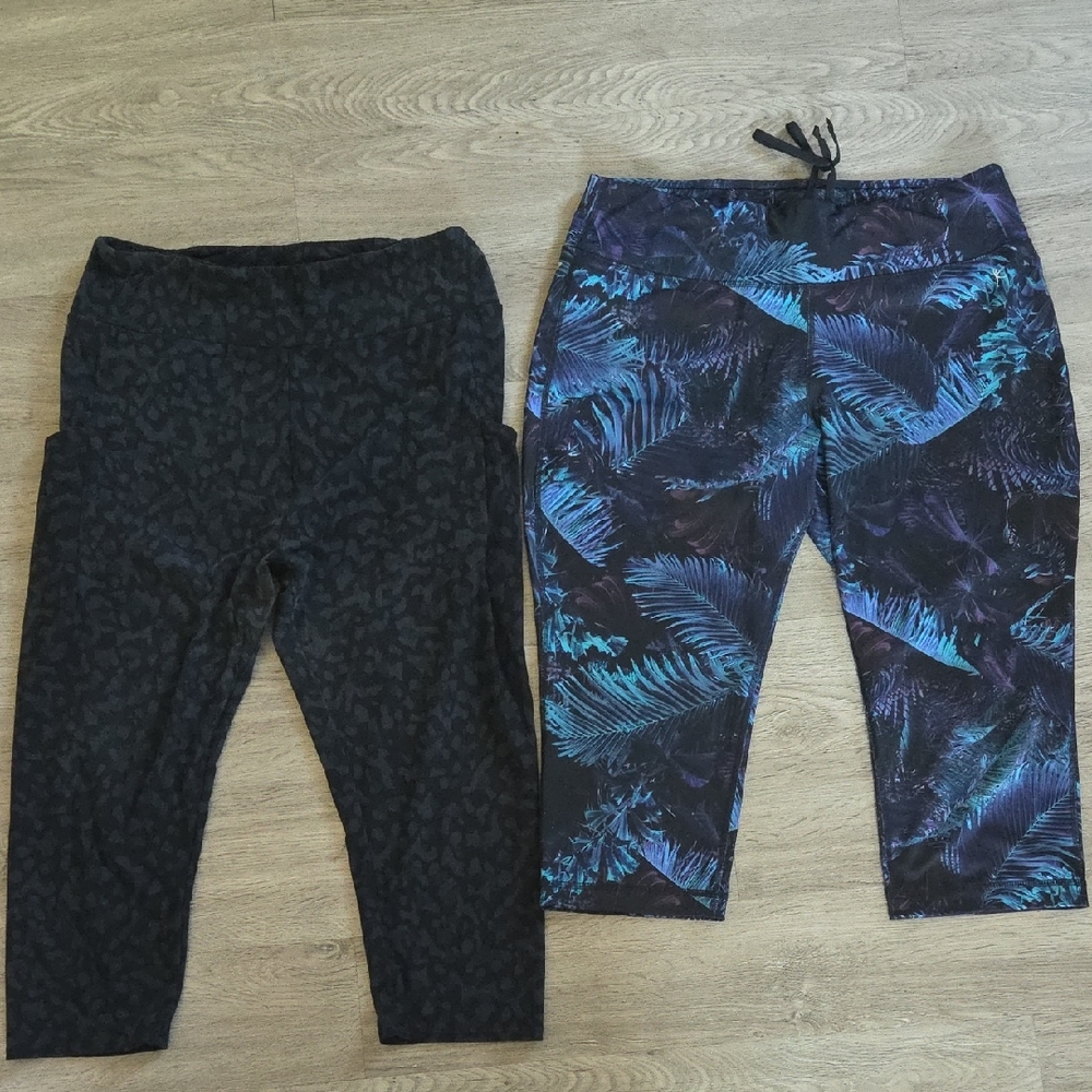 Danskin Black and Blue Patterned Kids Leggings